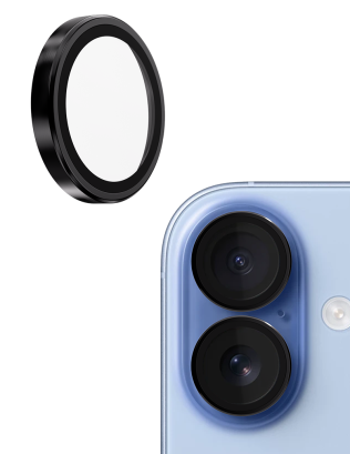 Apple iPhone 17/iPhone 16/iPhone 16 Plus Camera Protector Glass with - Black 