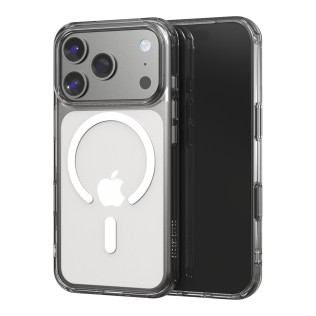 Clear Base Guard iPhone case shown from front and back.