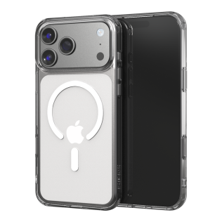 Clear Base Guard iPhone case shown from front and back.